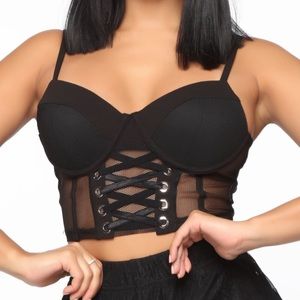 Fashion Nova Women's Sexy Mesh Corset Bustier Crop Top Padded Bra Club Party Lrg